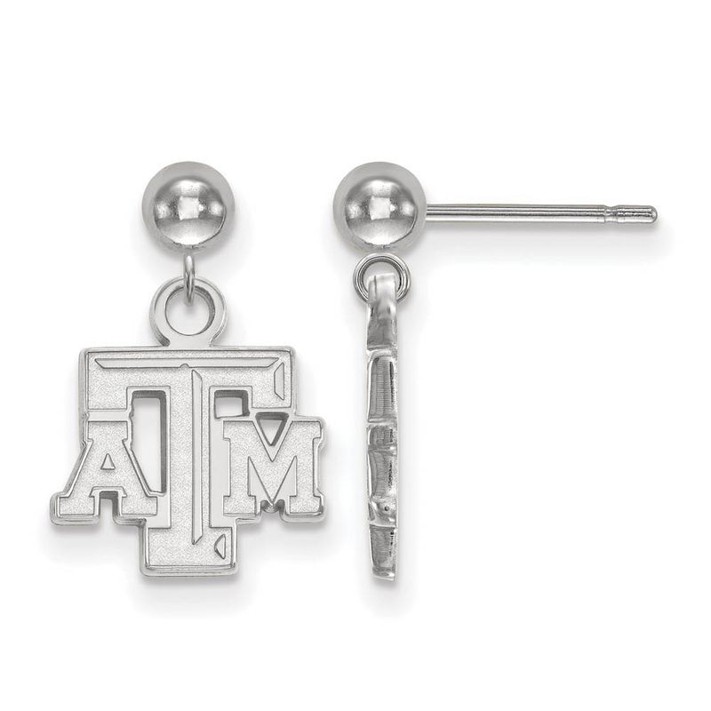 Sterling Silver Texas A&M University Ball Dangle Earrings